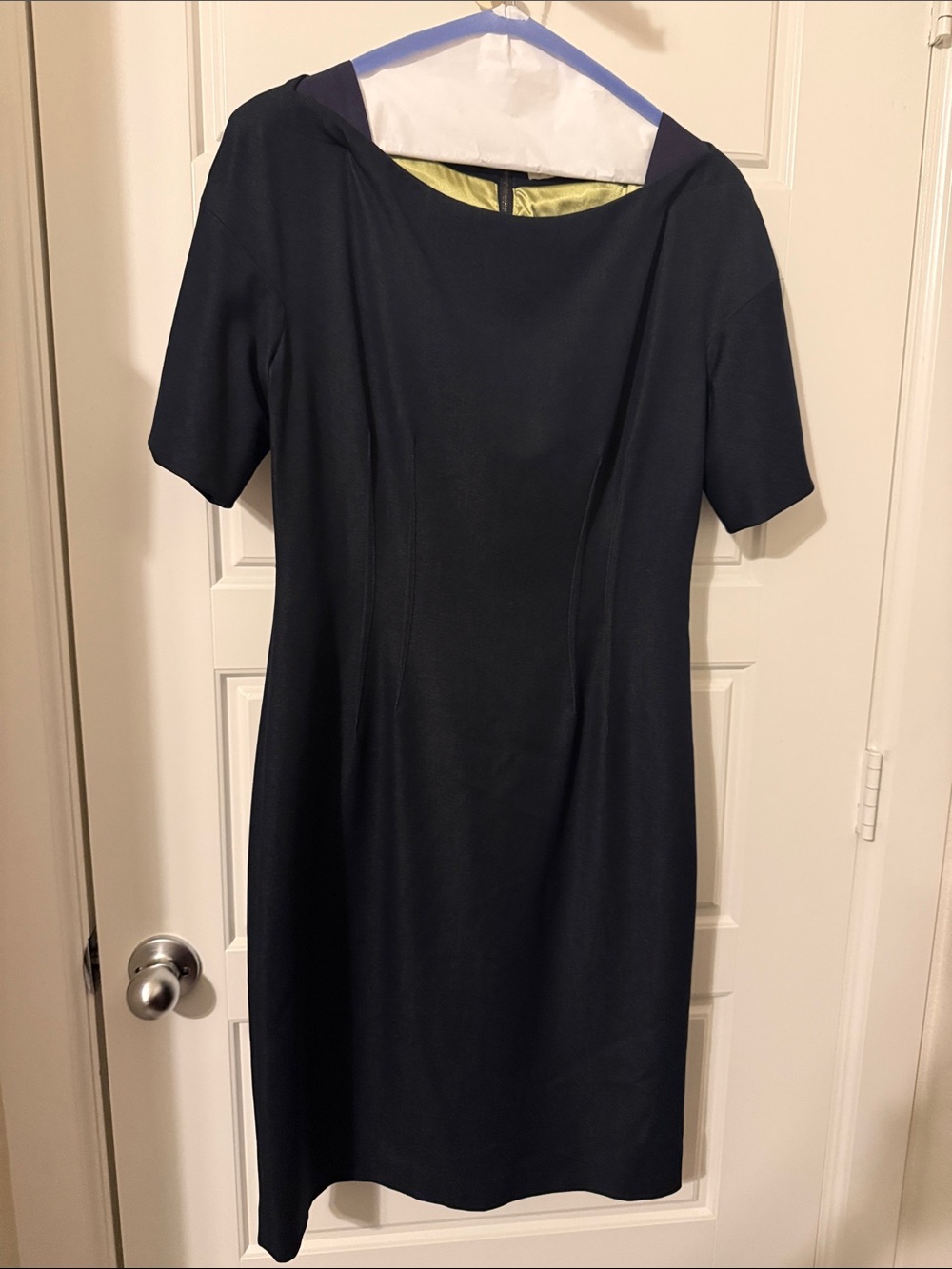 Tahari Navy Midi Sheath Dress